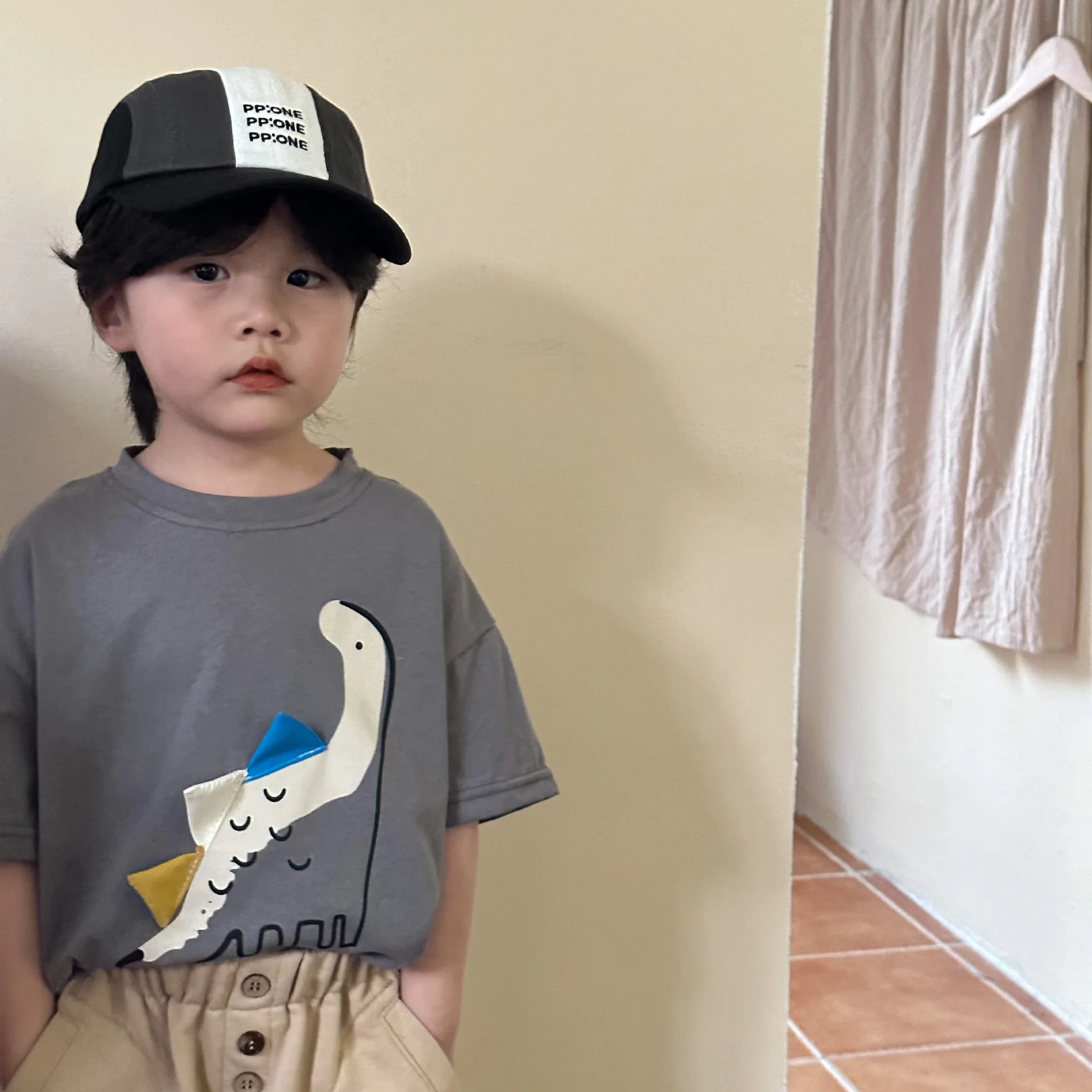 MILANCEL-ropa para niños de 2 a 7 años, camisetas de dinosaurio para niños, camiseta de verano para niñas, camisa de media manga de algodón para niños - imagen 4