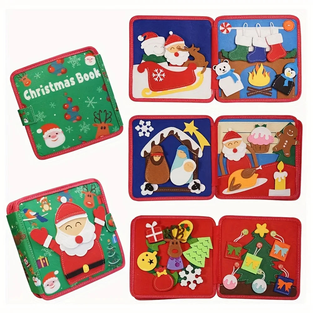 Libro ocupado de Navidad para niños pequeños, juguetes Montessori de Papá Noel, tablero ocupado para niño y niña, juguete educativo de aprendizaje, regalos de cumpleaños - imagen 4