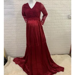 Vestido premamá de encaje elegante para sesión fotográfica