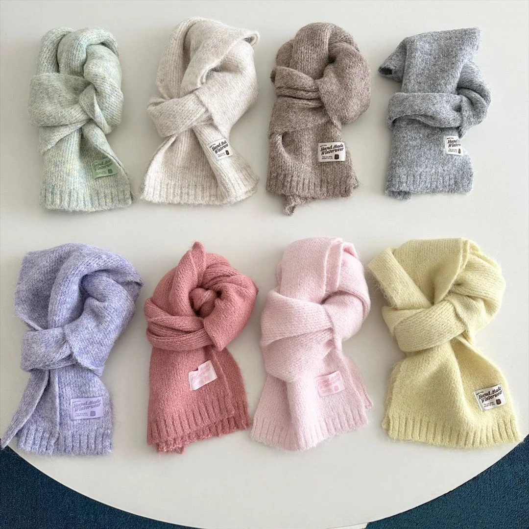 Bufanda de lana tejida de invierno para bebés, niñas y niños, estilo coreano, calentador de cuello cálido a prueba de viento - imagen 2