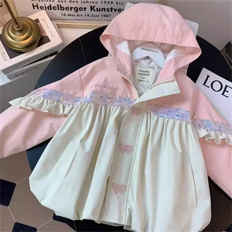 Chaqueta con capucha y lazo de lentejuelas para niñas - imagen 3