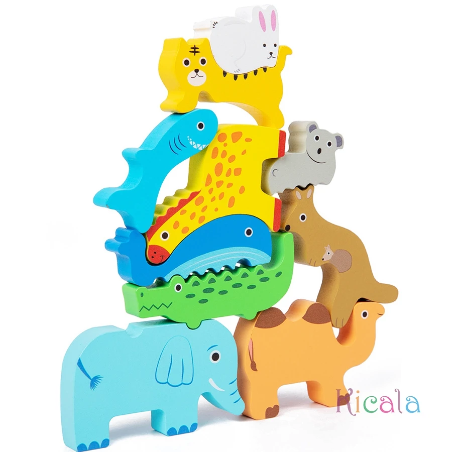 Juguetes apilables de animales para niños, juguete apilable de equilibrio de madera Montessori, desarrollo educativo, aprendizaje, regalo de cumpleaños y Navidad - imagen 5