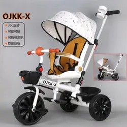 Triciclo convertible en cochecito plegable para bebé y niño