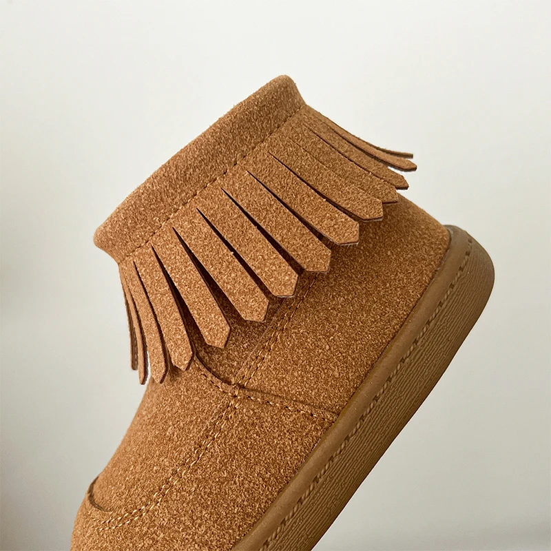 Botas de nieve para bebés y niños, zapatos de exterior para niños, suela suave antideslizante, zapatos informales con borlas para niños pequeños, talla 15-25 - imagen 5