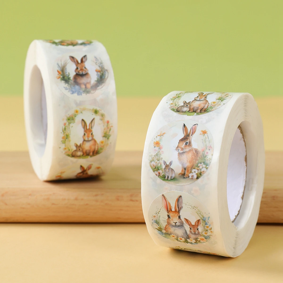 Pegatinas redondas de conejo para regalos de Pascua - imagen 2