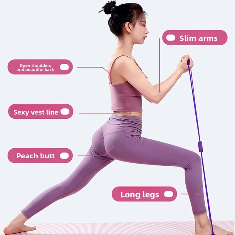 Banda de resistencia de cuerda en forma de 8, equipo de entrenamiento de Yoga de belleza para espalda, tubo elástico, banda expansora de pecho, herramienta de Fitness para espalda sólida para mujer - imagen 2