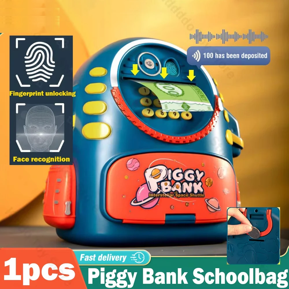 Hucha aeroespacial, mochila escolar, caja de dinero, juguetes para niños, cajas de monedas electrónicas creativas, caja fuerte para efectivo, ahorro de huellas dactilares, Navidad