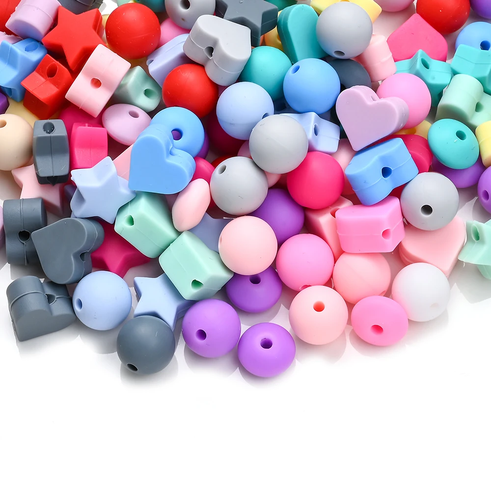 Cuentas de silicona para dentición: corazones y estrellas para collar - imagen 3
