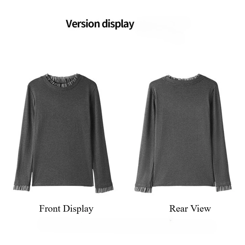 Camiseta de encaje con cuello levantado para mujer, Top de capas elegante de gama alta de manga larga para otoño/invierno, Halloween, para uso interior o exterior - imagen 4