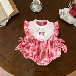 Mono bebé niña algodón fresa – Ropa de verano para recién nacido