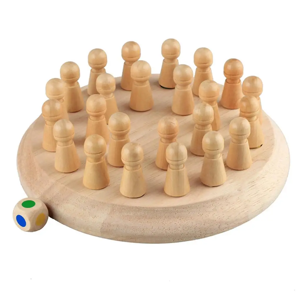 Wooden Memory Chess Memory Chess Funny Block Board Game Parent-Child Interaction Brain Teaser for 0-3 Years Old Kids