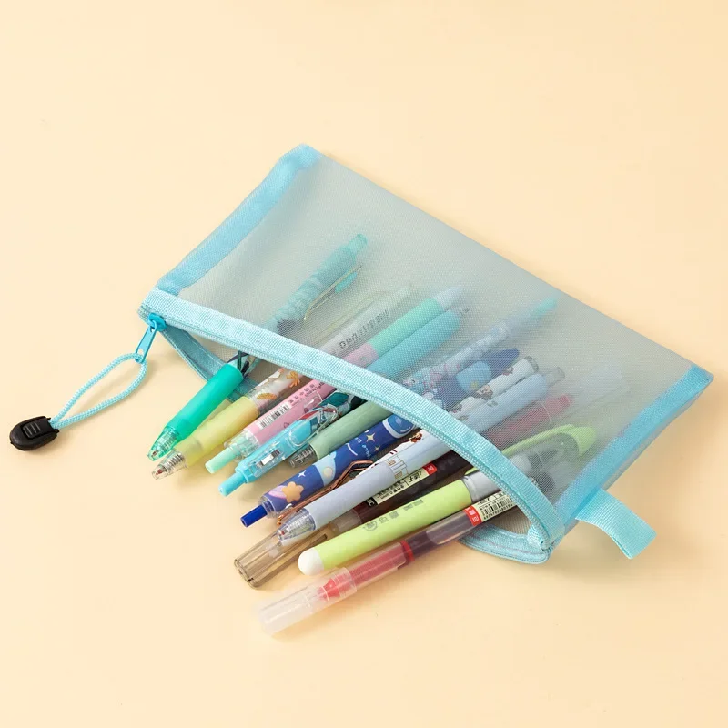 Bolsa de malla con cremallera A6 para documentos, bolsas de archivo impermeables con cremallera, bolsas de plástico para lápices, organización del aula - imagen 3