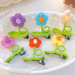 Pinzas de pelo florales tejidas a mano en lana – Cocodrilo infantil