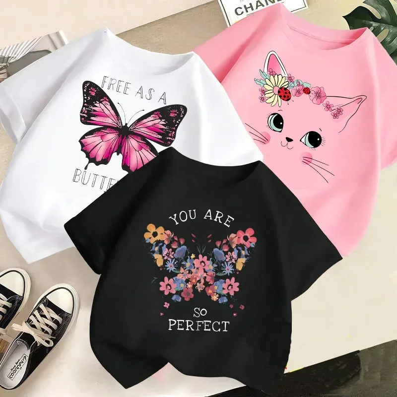 Camiseta de manga corta para niña con estampado de gatitos - imagen 4
