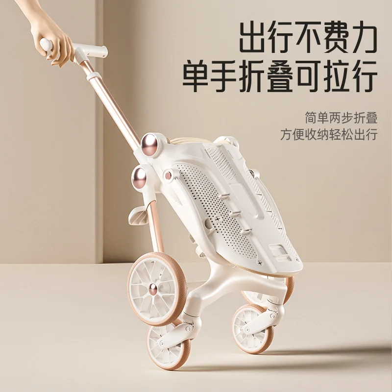 Cochecito de bebé con diseño plegable y ligero de paisaje alto, adecuado para bebés para sentarse o acostarse - imagen 4