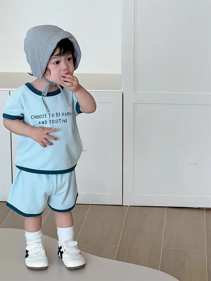 MILANCEL, nuevo conjunto de ropa de verano para bebé, 9M-3T, bonito traje de bloque de Color con letras para niñas, prendas de vestir finas y holgadas para niños pequeños, 2 uds. - imagen 3