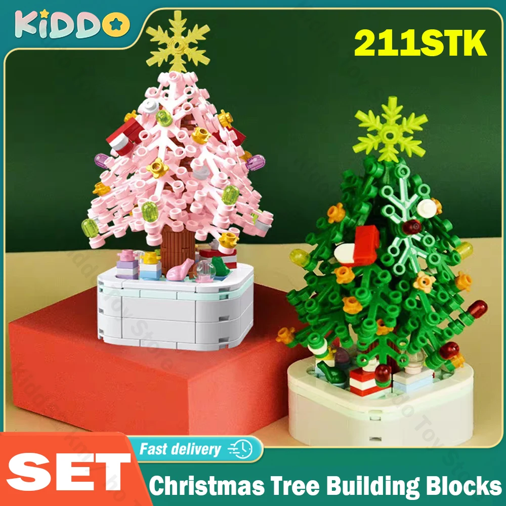 Bloques de construcción de árbol de Navidad, caja de música, adornos navideños, regalo, montaje de ladrillos, partículas pequeñas para niñas, regalo, decoración de escritorio - imagen 2