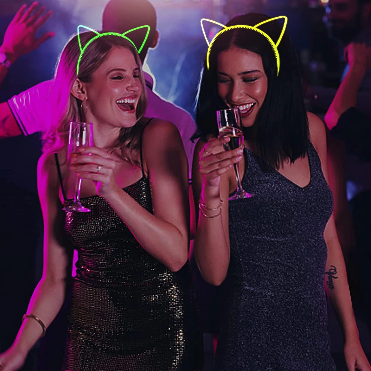 Aro de pelo fluorescente, diadema luminosa para fiesta, suministros que brillan en la oscuridad, fotomatón para decoración de cumpleaños, boda, Baby Shower, 6 uds. - imagen 4