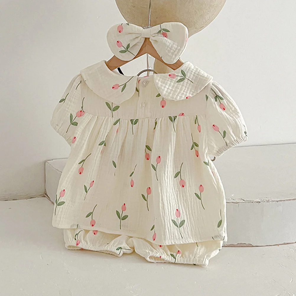 1 Juego de ropa de algodón de manga corta para niña, ropa de verano para recién nacido, cambio de pañales, elementos esenciales para recién nacido, trajes para niño niña - imagen 4