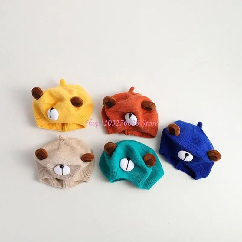Gorro punto R6FD con bonito oso dibujos animados para niños y niñas, gorro a prueba viento para Otoño e Invierno - imagen 4
