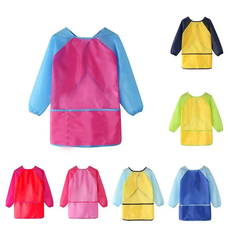 Delantales impermeables para niños, babero duradero multiusos de manga larga para comer, pintar sobre ropa, delantal, babero de cocina
