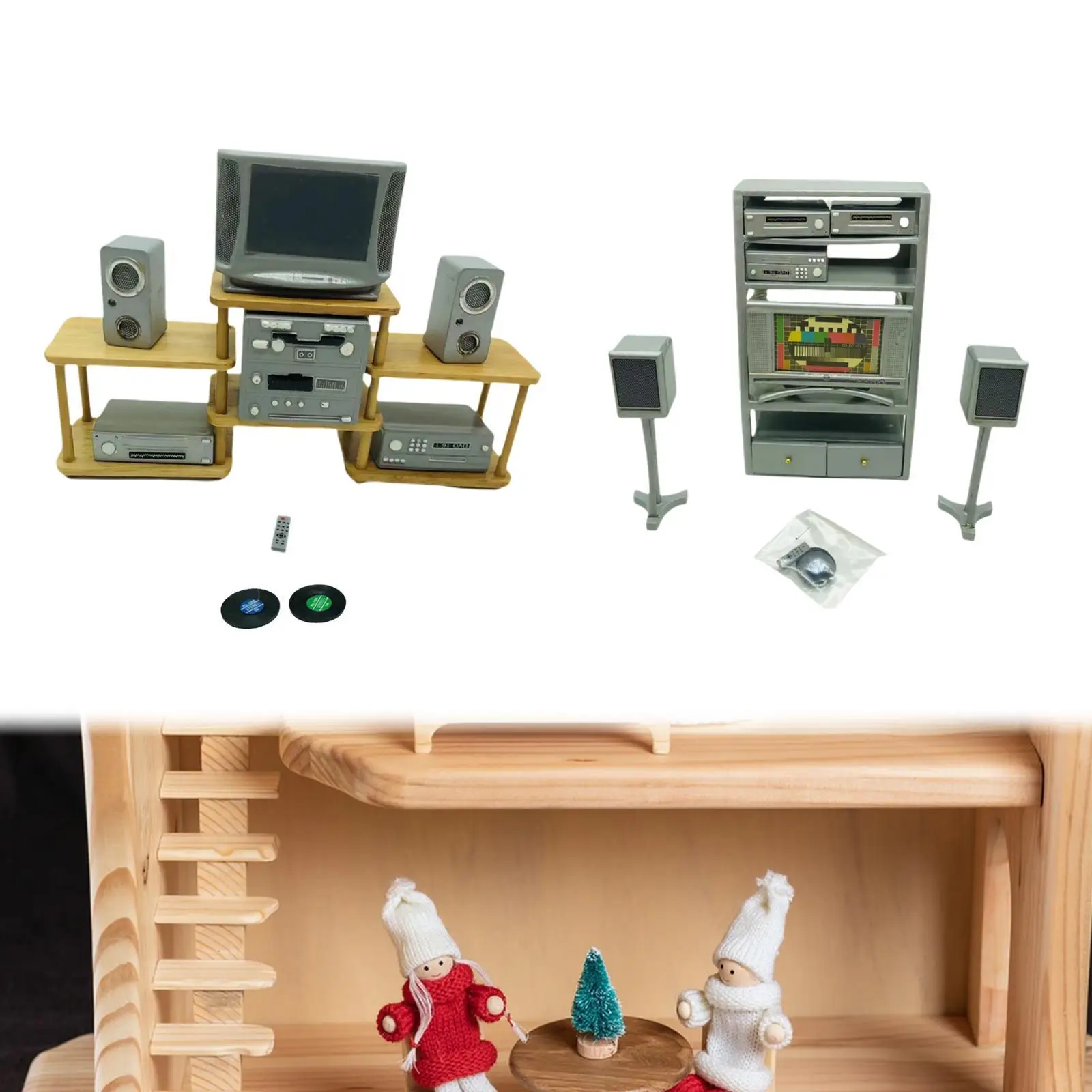 1:12 Scale Dollhouse Retro Speaker Set Miniature Furniture Home Decoration Dolls Accessories Pretend Play Toys Furniture Toys
