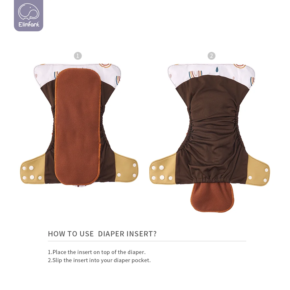 Elinfant 4PCS wasserdichte Stoffwindeln Kaffee Mesh Tuch innere wiederverwendbare Baby Taschenwindeln OS wiederverwendbare Stoffwindel - imagen 5