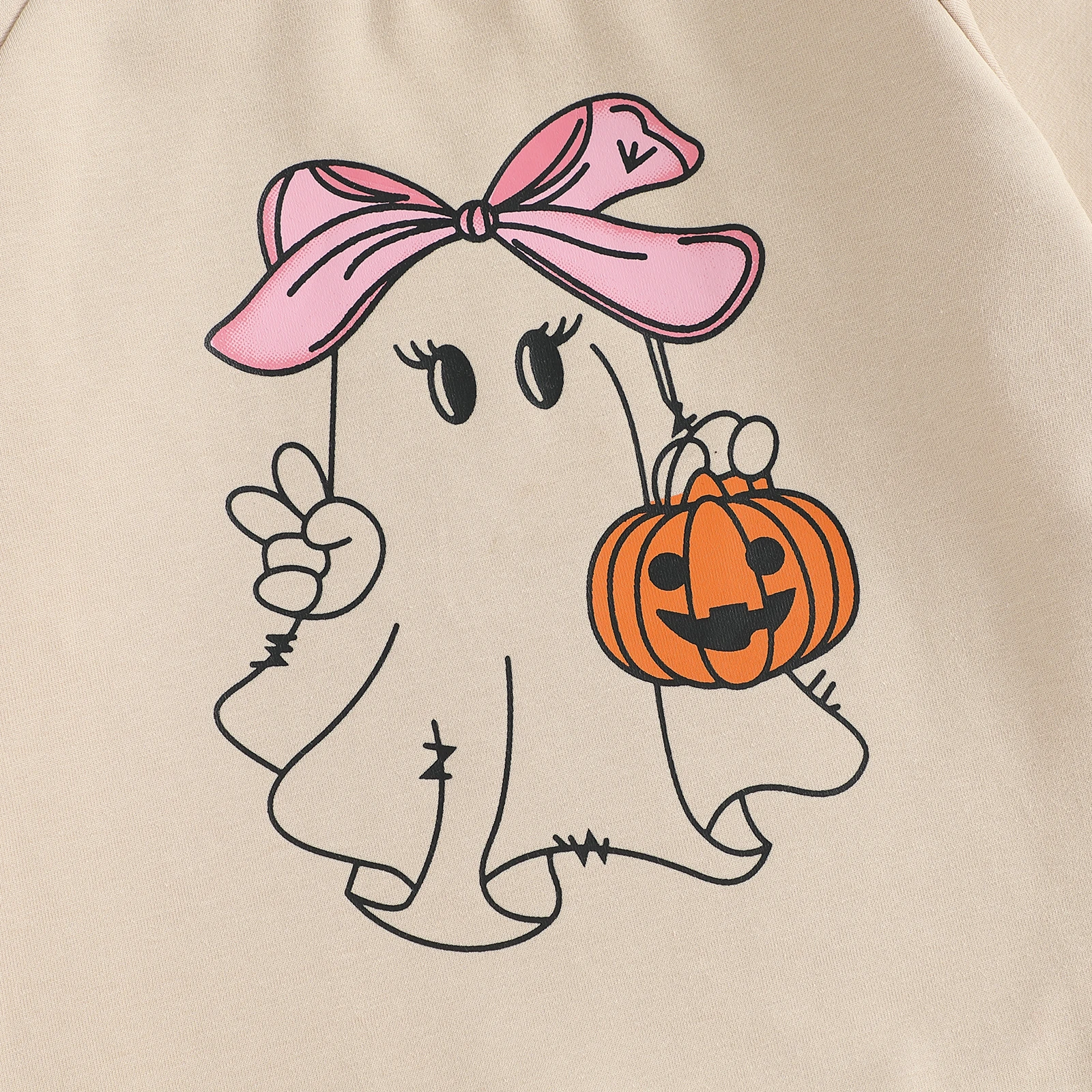 Sudadera de Halloween para niñas pequeñas con estampado de calabaza fantasma, elegante, holgada, informal, con cuello redondo, manga larga - imagen 5