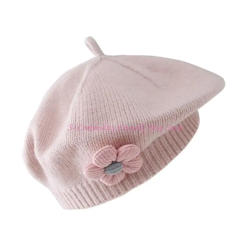 85ae decoración flores gorro boina para bebés invernal tejidos cálidos gorros para niñas infantiles - imagen 4