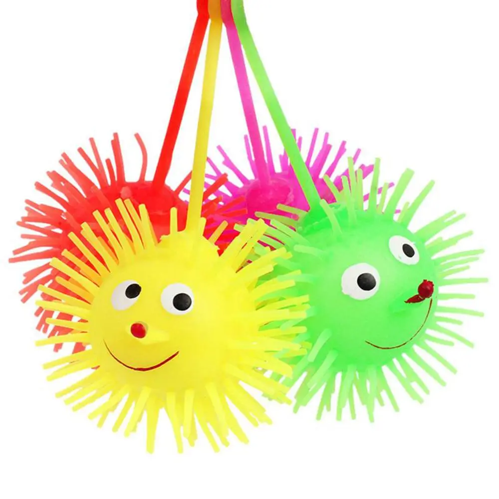 Bola de pelo elástica brillante, Bola de ventilación, bola de dibujos animados, croquet, juguete de goma suave para niños con luz LED, juguete de goma suave para niños, regalos elásticos - imagen 2