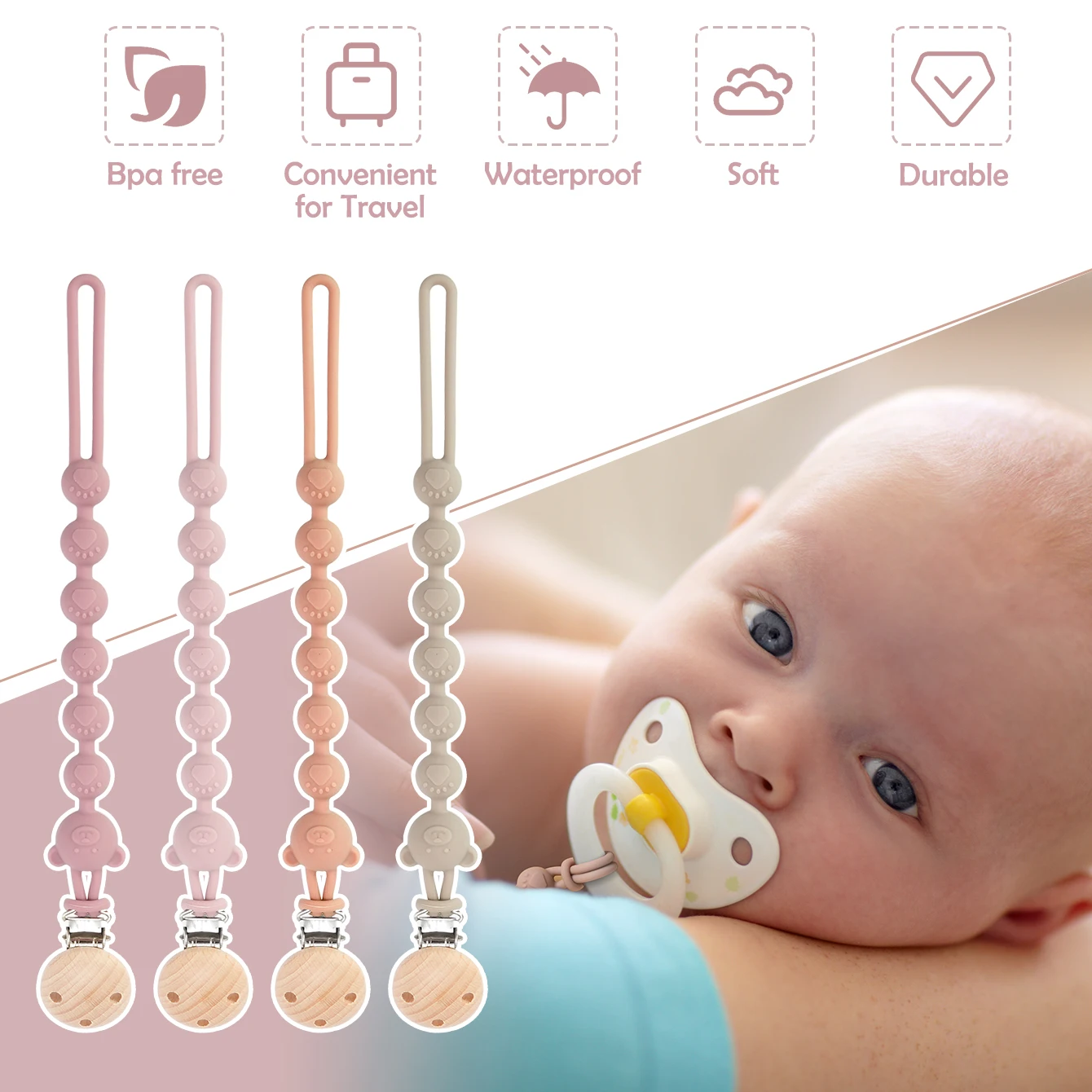 Clip compatible con accesorios para bebés