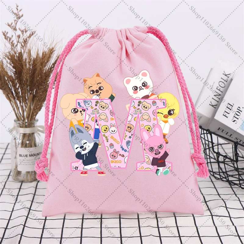 Bolsa con cordón bonita de dibujos animados SKZ ooed Anime impreso bolsas con cordón accesorios de moda bolsa de almacenamiento de algodón regalo de Navidad 2026
