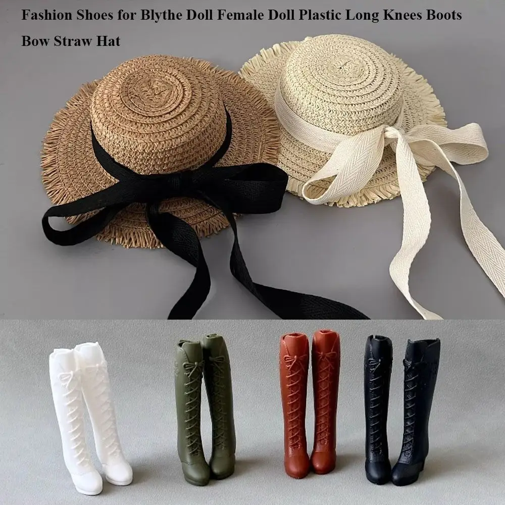 Nuevos zapatos de moda de plástico multiestilos, accesorios DIY para mujer, sombrero de paja con lazo para muñecas azone/licca/ob24/26/27 para muñecas Blythe - imagen 2