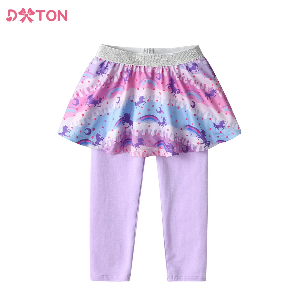 DXTON Leggings con falda unicornio arcoíris para niñas - imagen 2