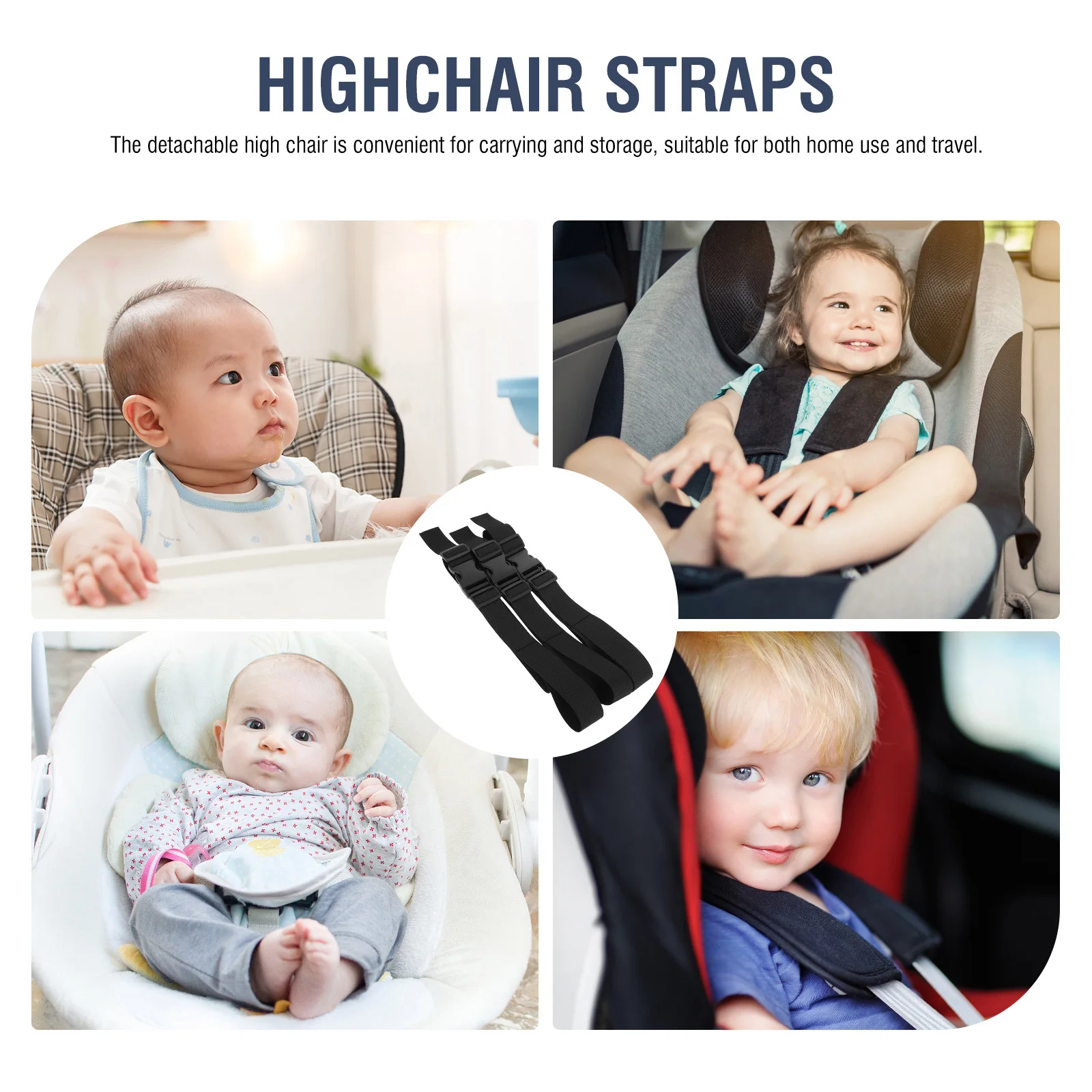 Correas para silla alta de bebé, arnés de seguridad ajustable, correa de cintura de liberación rápida para recién nacido, cochecito, correas para trona, 3 uds. - imagen 5