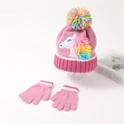 Set gorro y guantes unicornio niña – Forro térmico de invierno
