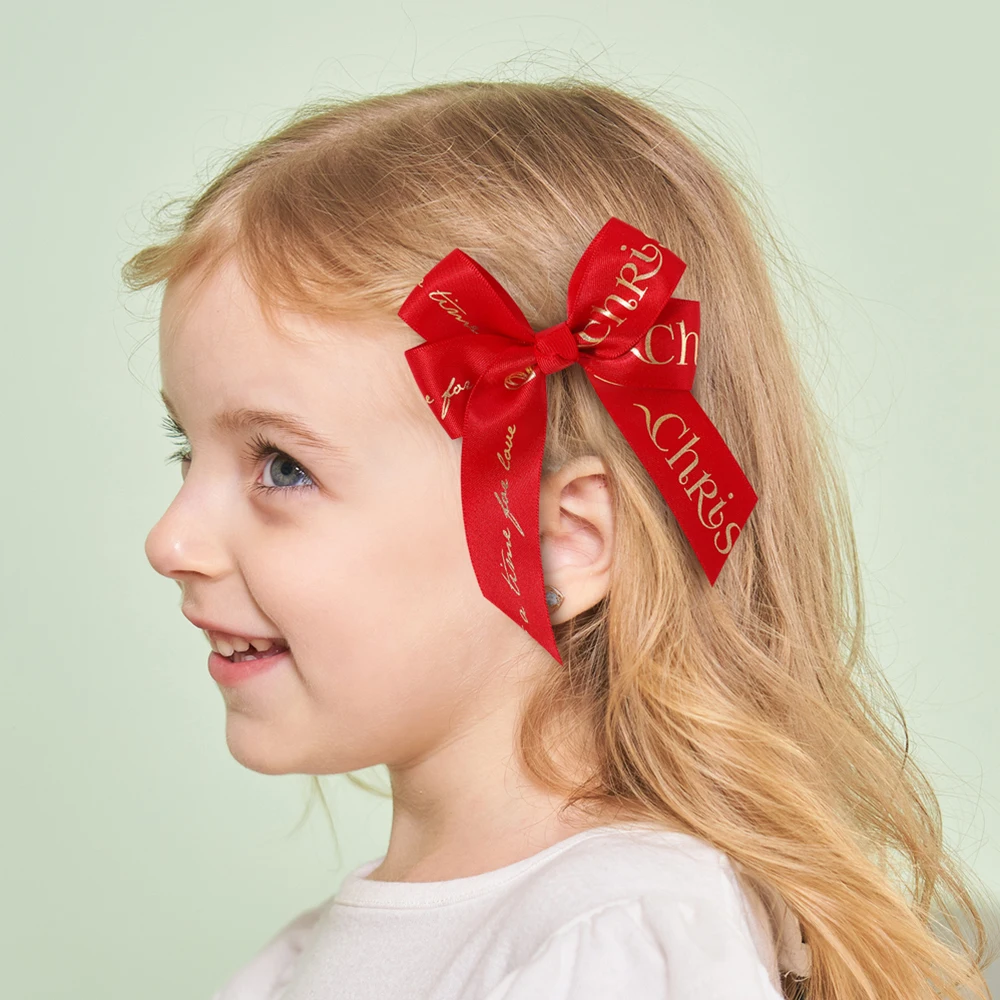 2 unids/set de pinzas para el pelo con lazo de Navidad para niñas, horquillas simples para animar, pasadores de moda, accesorios para el cabello - imagen 2