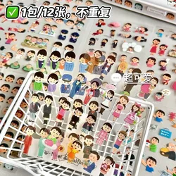 Pegatinas transparentes con personajes japoneses para diario escolar