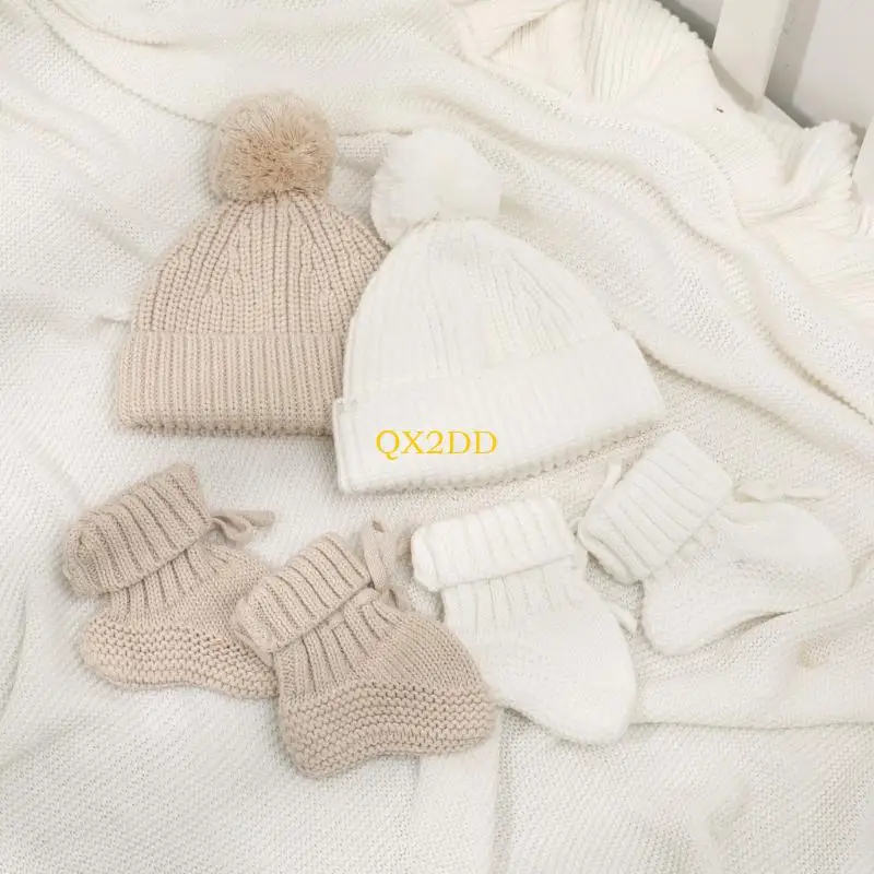 Gorro de punto invierno para bebé – Algodón elástico con pompon - imagen 4
