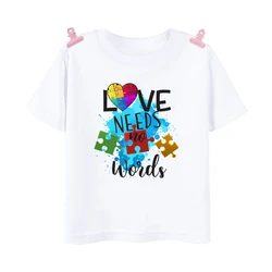 Camiseta Love Need No Words - Concienciación Autismo para Niños