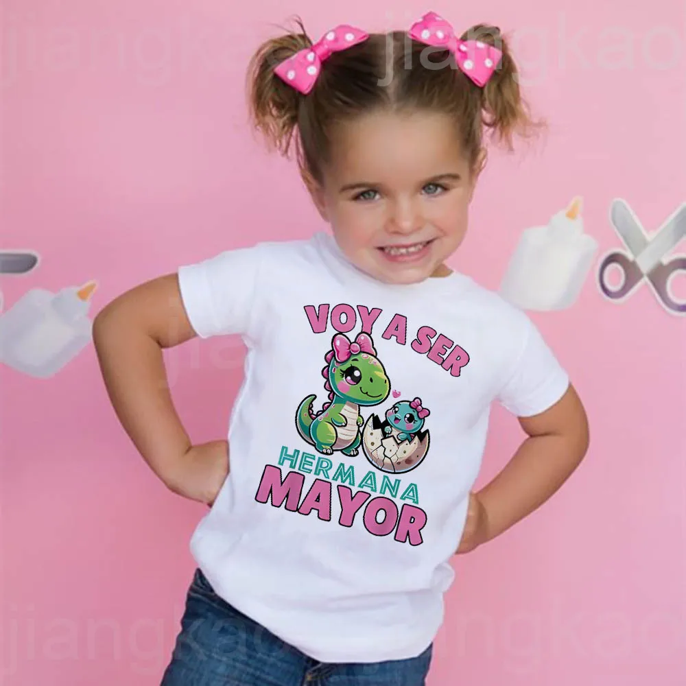 Camiseta con estampado de I Will Become A Sister para niños, camiseta de anuncio para embarazadas, camiseta de manga corta para niñas, ropa de verano para niños, Tops