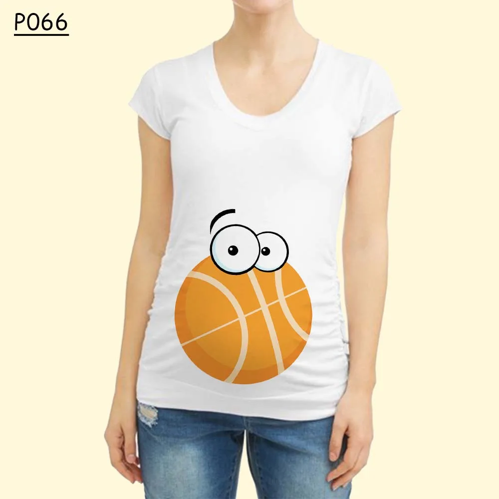 Camiseta de manga corta con estampado de bola de dibujos animados para mujer, ropa de embarazo para mujer, ropa de lactancia, Tops para embarazadas - imagen 3