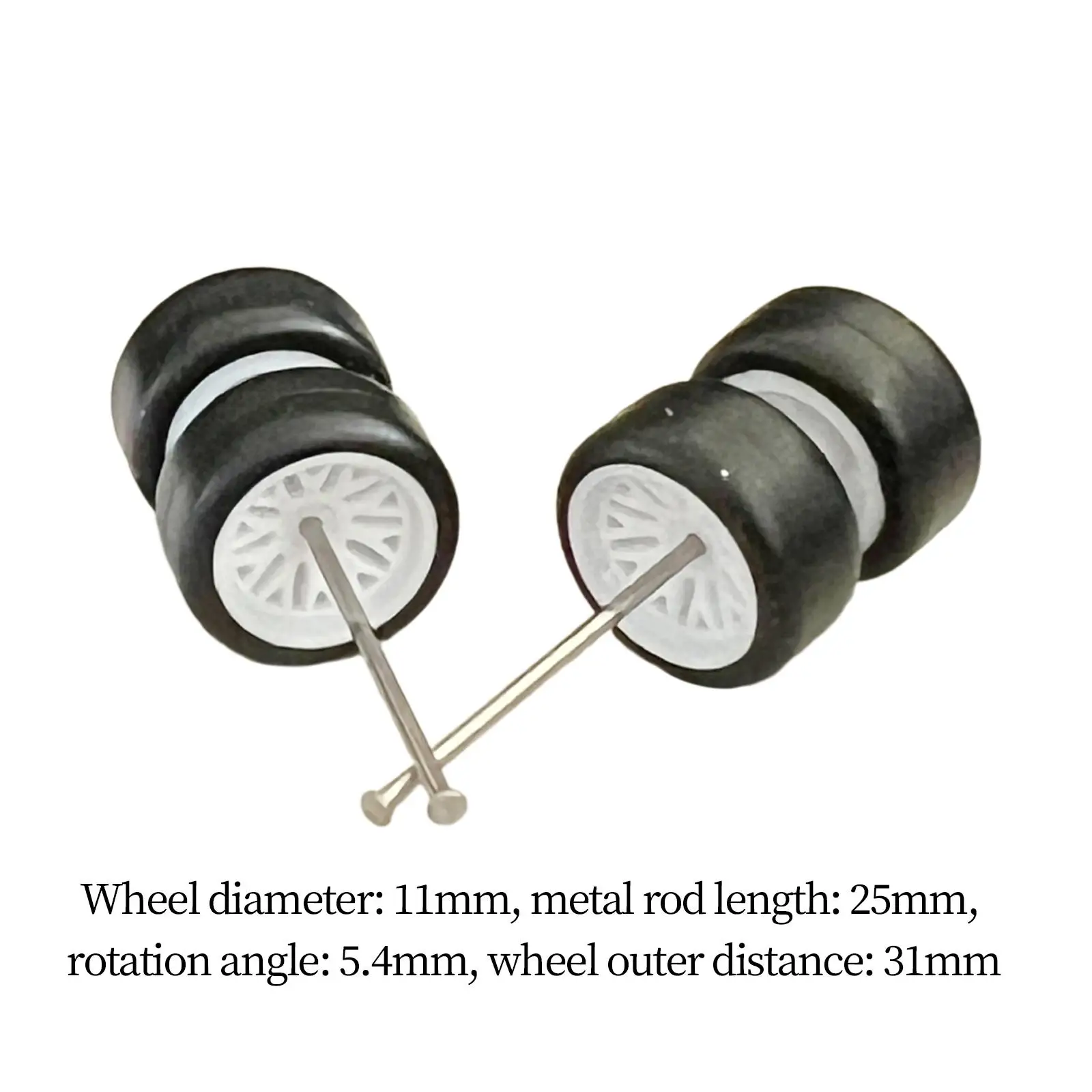 8x 1/64 Scale Wheels with Round Rod Axles, Simulation Model Car Wheels Tires for Collectors