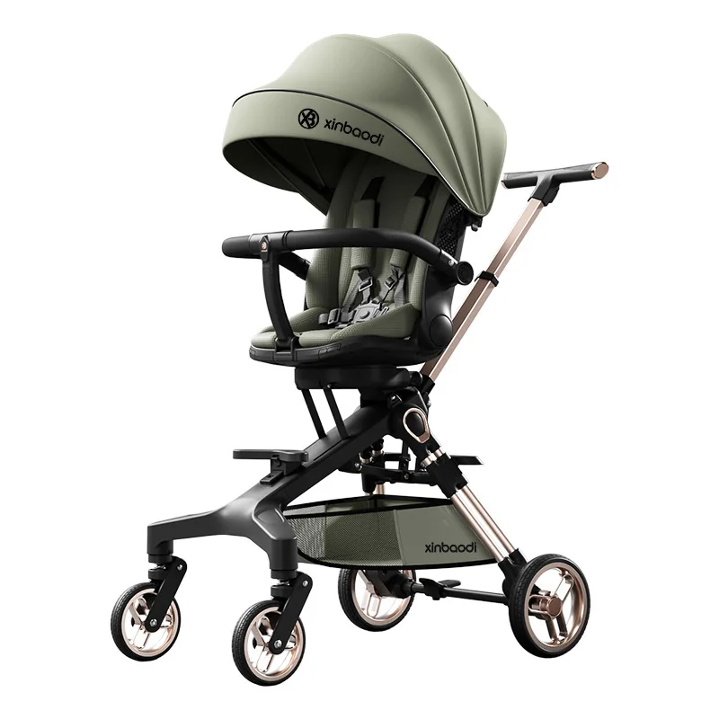 Venta al por mayor cochecito de bebé cochecito ligero paisaje alto sentarse y acostarse plegable con un clic - imagen 5