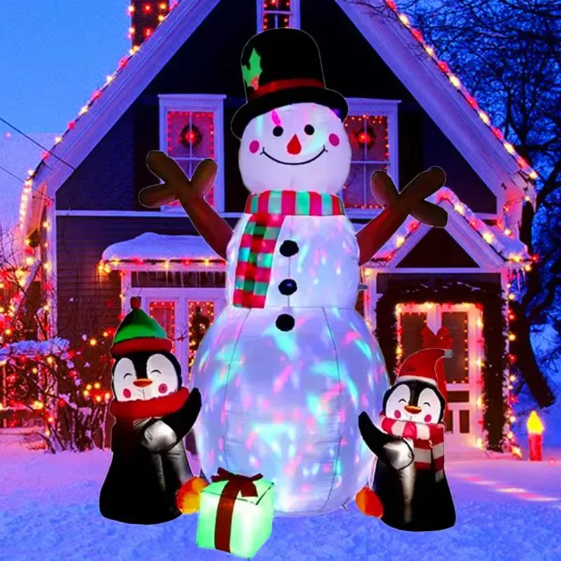 Juguetes inflables con luces LED, decoración de Navidad, 1,8 M, muñeco de nieve, pingüino, regalo de Navidad, utilería para patio, decoración interior y exterior