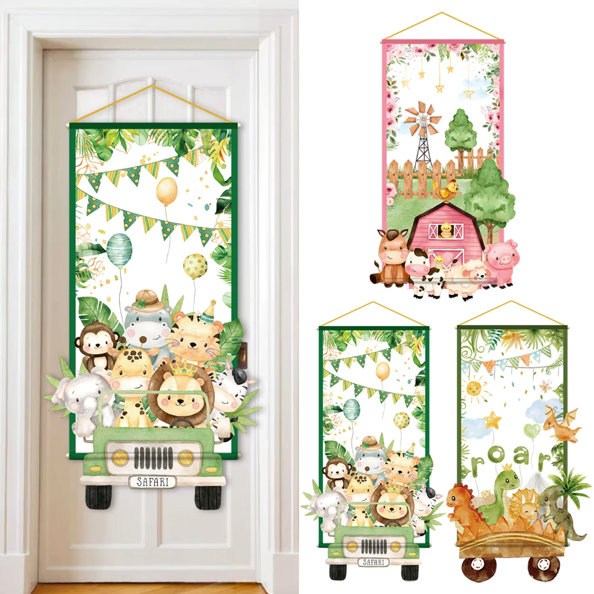 Bandera animales fiesta cumpleaños jungla - vista principal