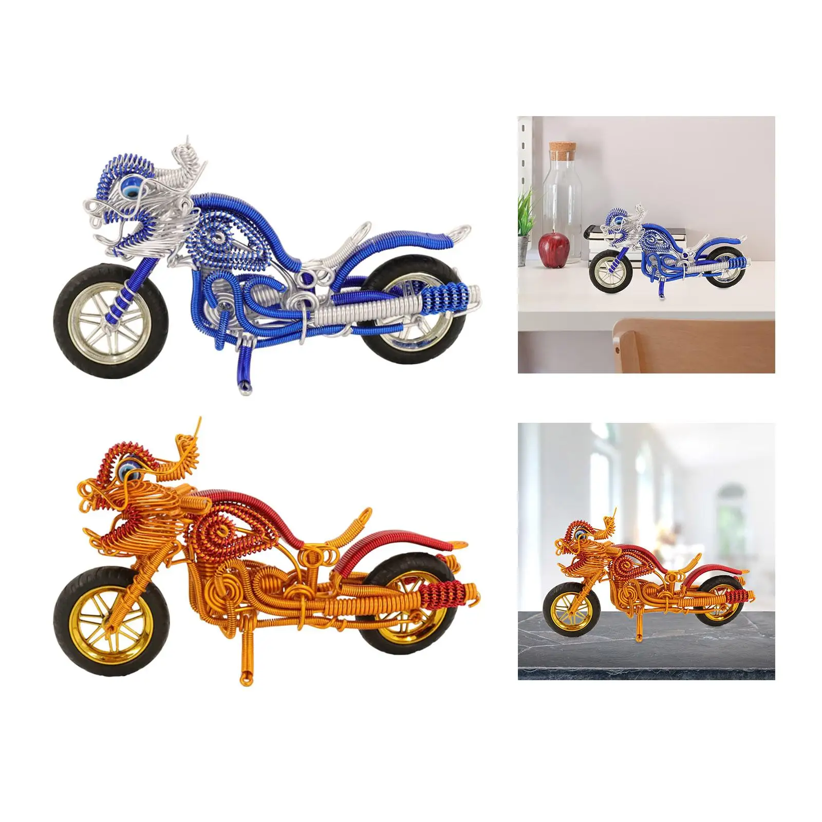Desktop Motorcycle Model Desk Metal Antique Figure Crafts Artwork Novelty Collection Motorcycle Sculpture Ornament Men Gift