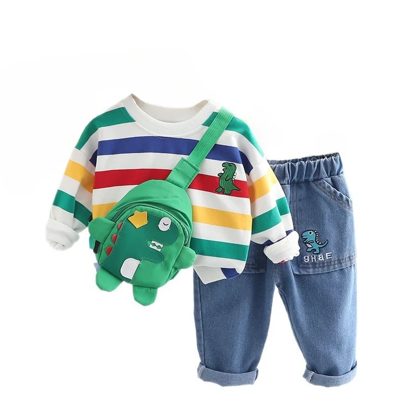 Conjunto bebé rayas: camiseta manga larga y pantalones primavera-otoño