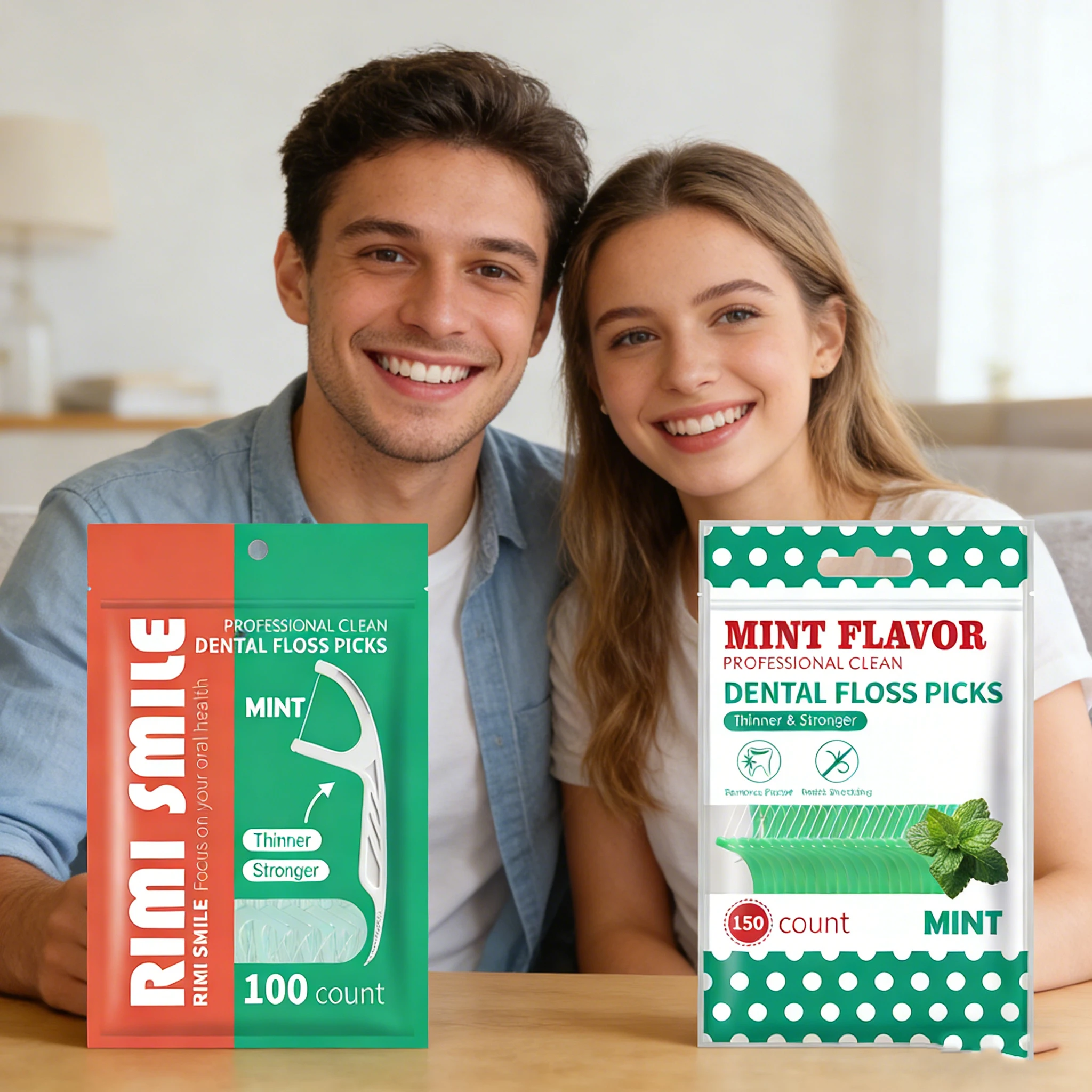 Palillos de hilo dental desechables con sabor a menta para adultos - imagen 4