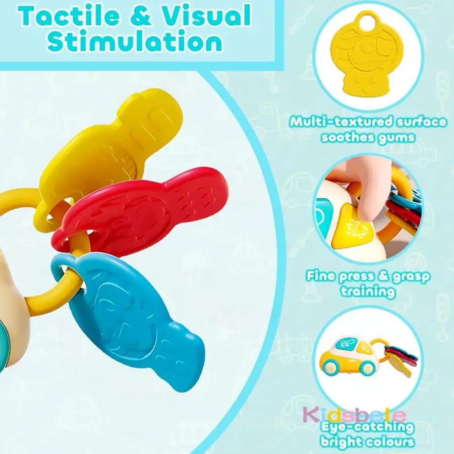 Montessori Musical bebé coche juguete con llave cámara autobús forma interactivo sonajero para bebé 0 3 6 9 12 18 meses niños niñas sonajero para la dentición juguete - imagen 3